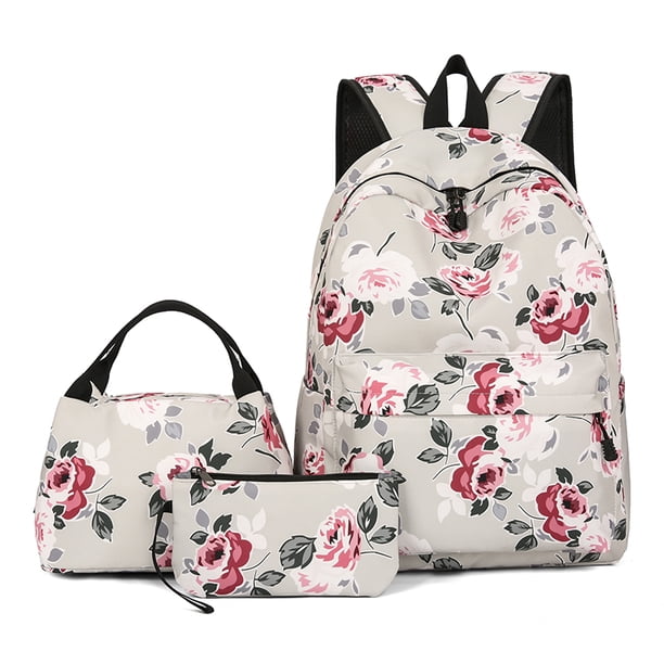 3 Piece Fashion Cute Student School Bag, With lunch Box Bag,Lightweight Large Capacity Zipper Backpack Woman and Man, Unisex