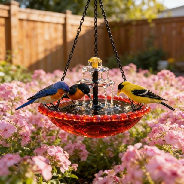 Fuente colgante solar baño pájaros 3 niveles cascada jardín patio decoración