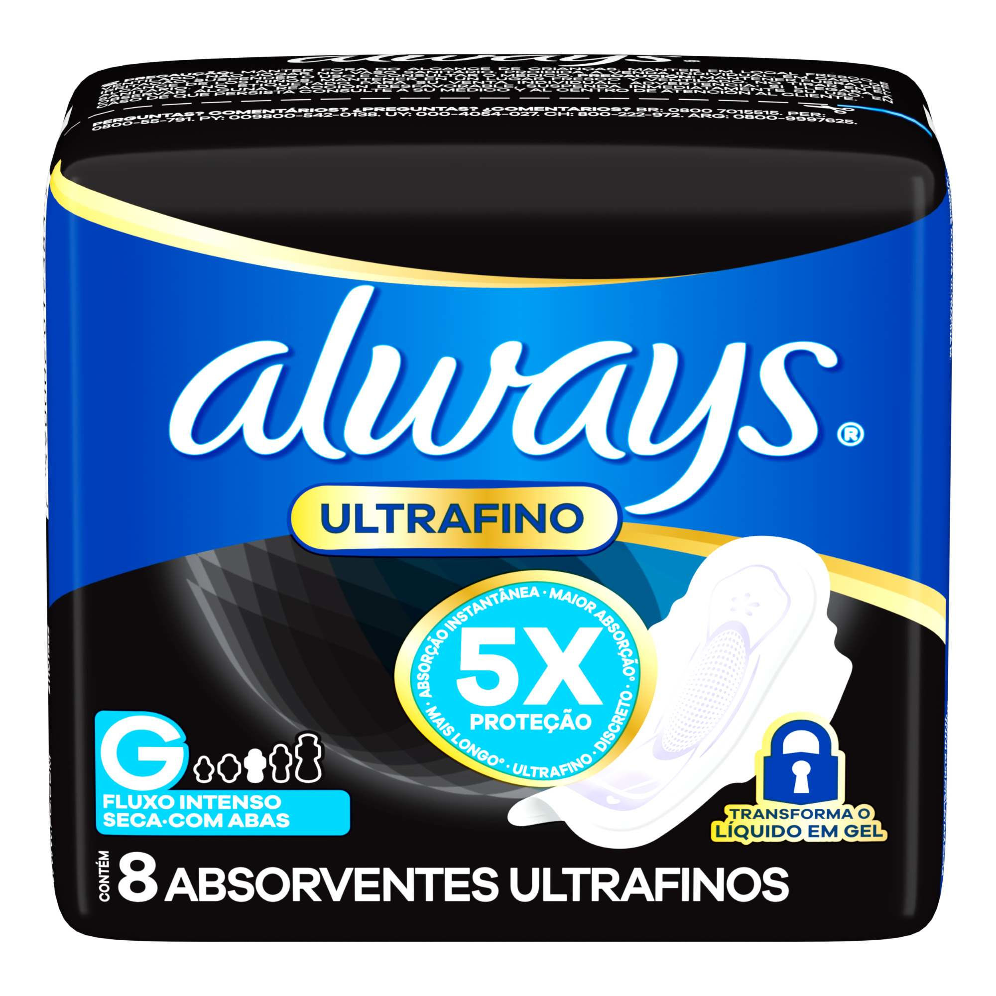 Toallas Higiénicas Nocturna Ultrafina 8 Un Always