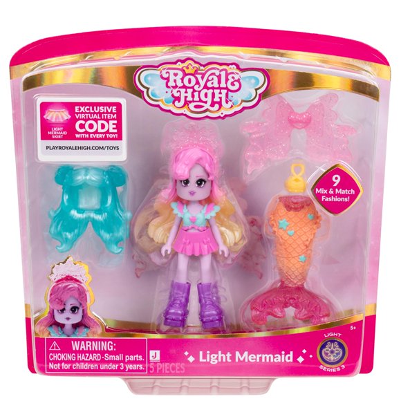 Muñeca de moda Royale High Light Mermaid con 9 accesorios, 3''