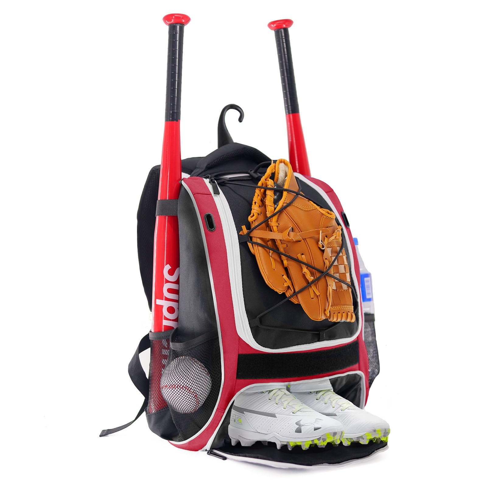 Mochila Para Bates De Béisbol Wolt Para Softball Y T-ball, Color Rojo