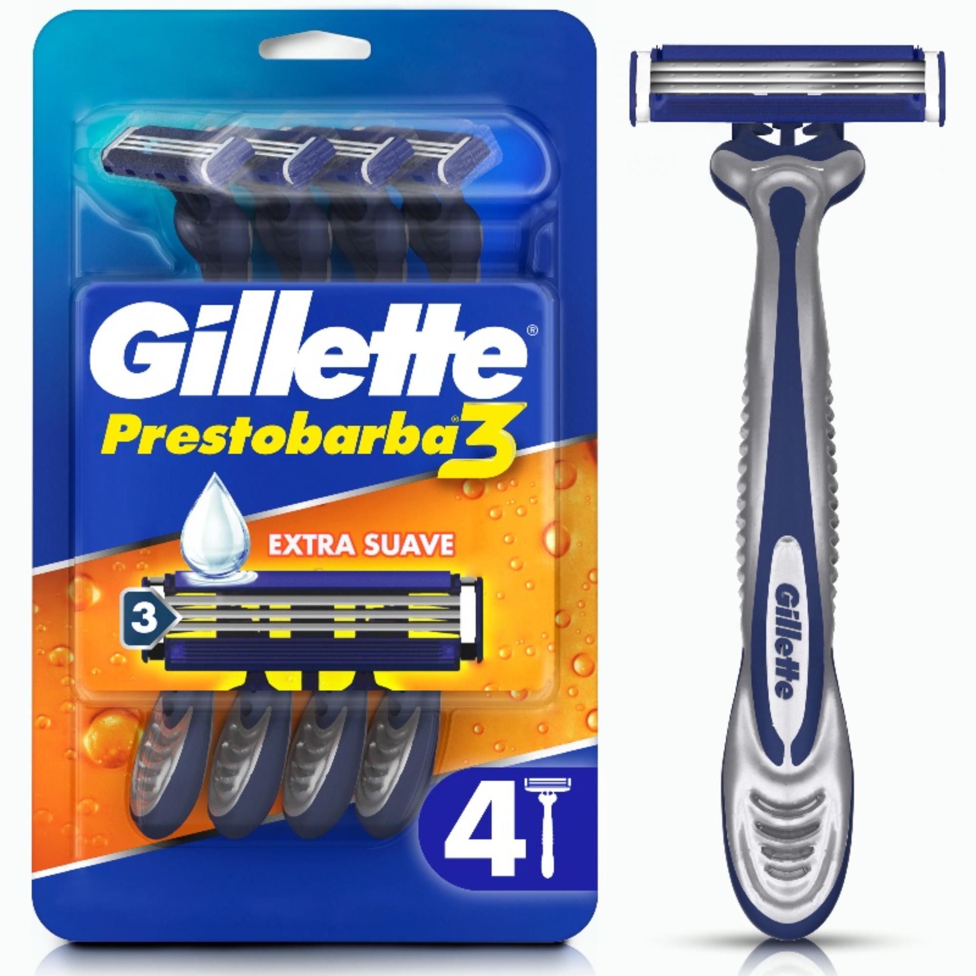 Gillette - Máquina De Afeitar Desechable Prestobarba3 Con Afeitadas Suaves