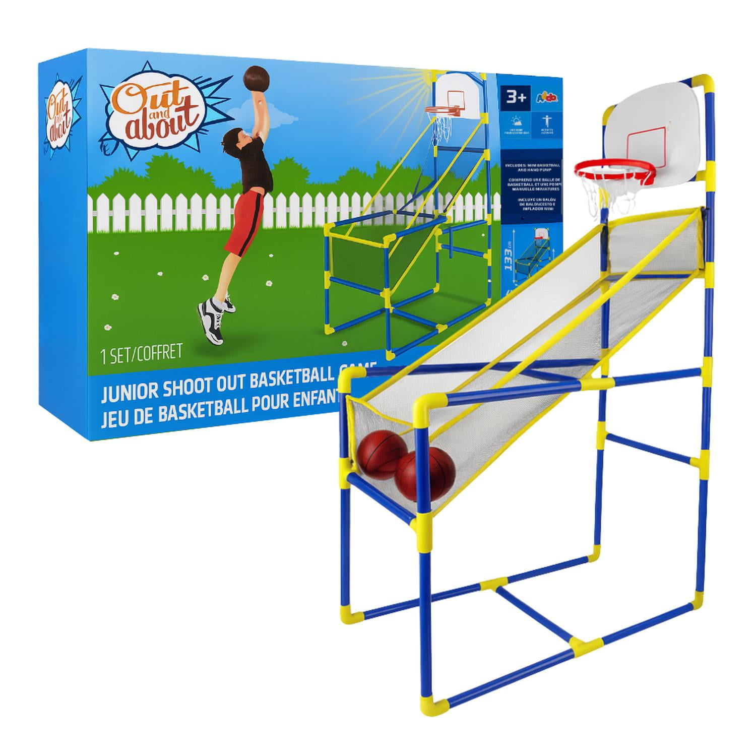 Fliperex - Juego De Baloncesto Infantil Con Canasta Inflador Y Pelota Celeste
