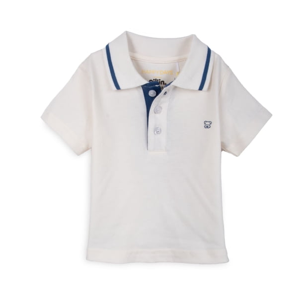 Polera Bebé Niño Manga Corta Cuello Piqué Blanco Pillin