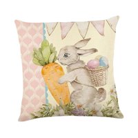 Magideal - Funda De Almohada De 18 ""X 18"", Regalo De Pascua, Funda De Almohada Para Sofá Con Cremallera, Sofá Suave, Sofá De Primavera, Decoración Para Sala De E Conejito