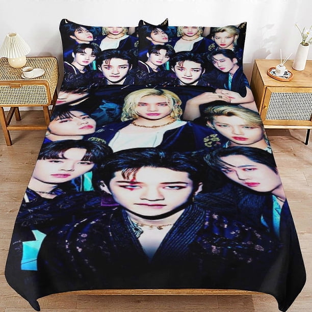 Stray Kids Bedding Set Duvet Cover Comfortable and Lightweight Cartoon Bedding3 Piece (case)
