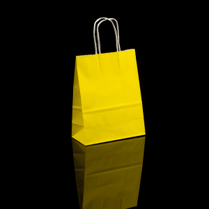 Genérica - Bolsa Papel Kraft Amarillo Pack 12 Unds Fiesta Cotillón Regalo 21 X 16X 8 Cm