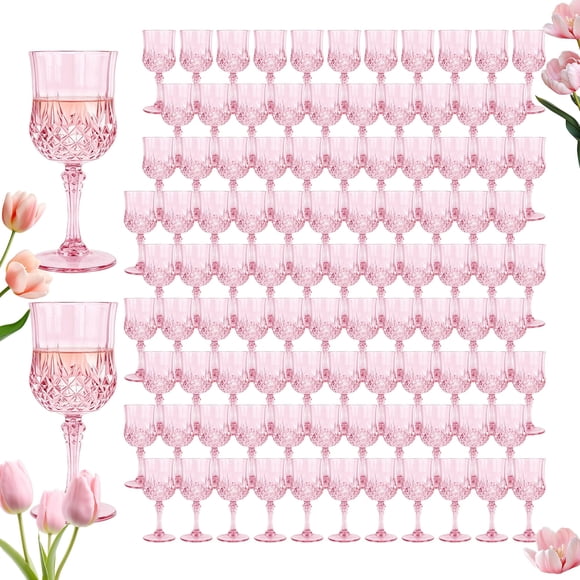 Copas de Vino de Plástico LEYIQU Estilo Vintage Rosadas 100 unidades
