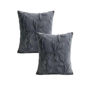 Genérico - Pack De 2 Fundas De Cojin Con Relieve 45X45Cm Gris O.