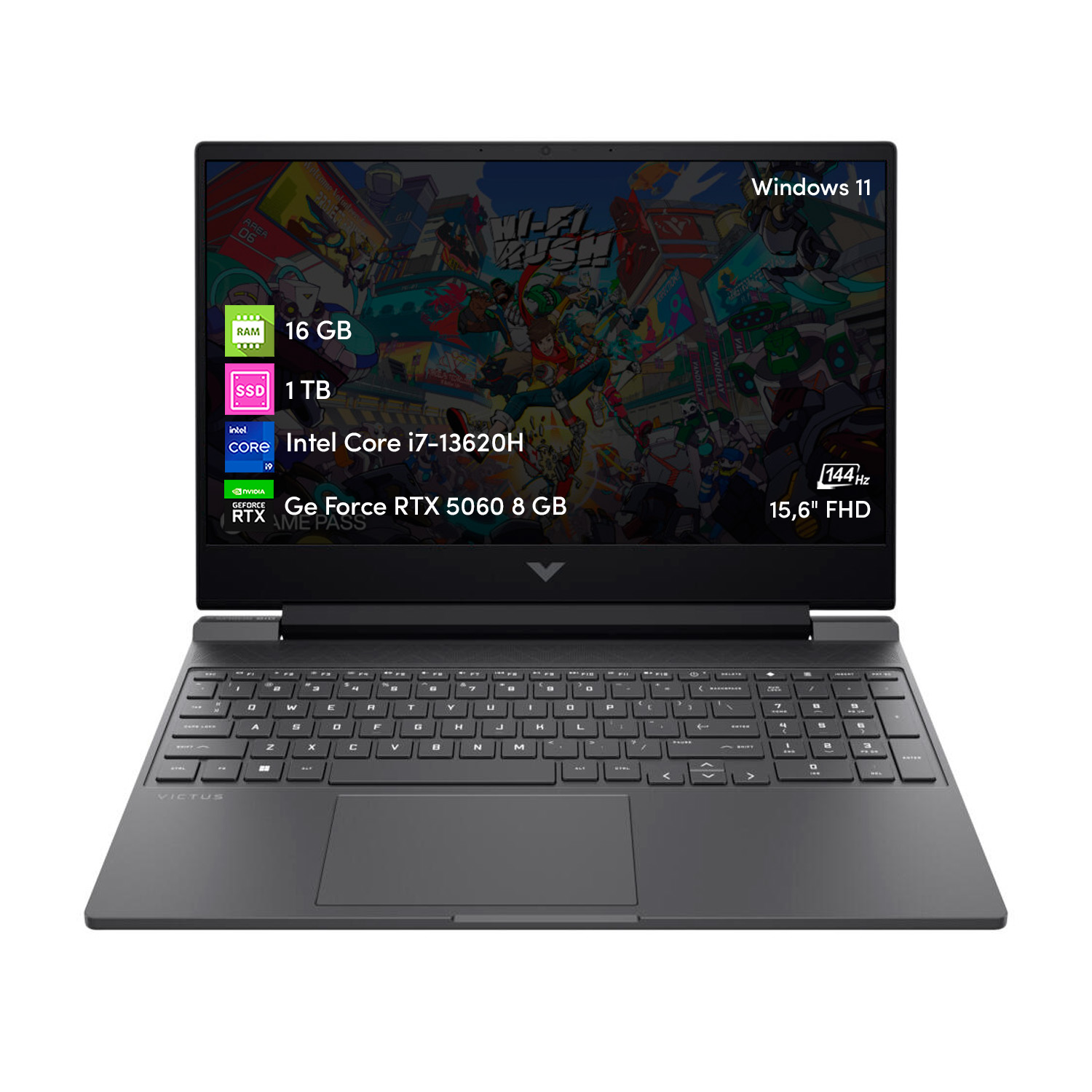 Notebook Gamer Hp Victus Intel I7 16Gb 1Tb Ssd Rtx5060 15.6 Fhd 144Hz Win11