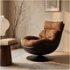thumbnail image 5 of Sillón Leo Giratorio Tela Y Ecocuero Base Pedestal Metálica Marrón Liso, 5 of 8