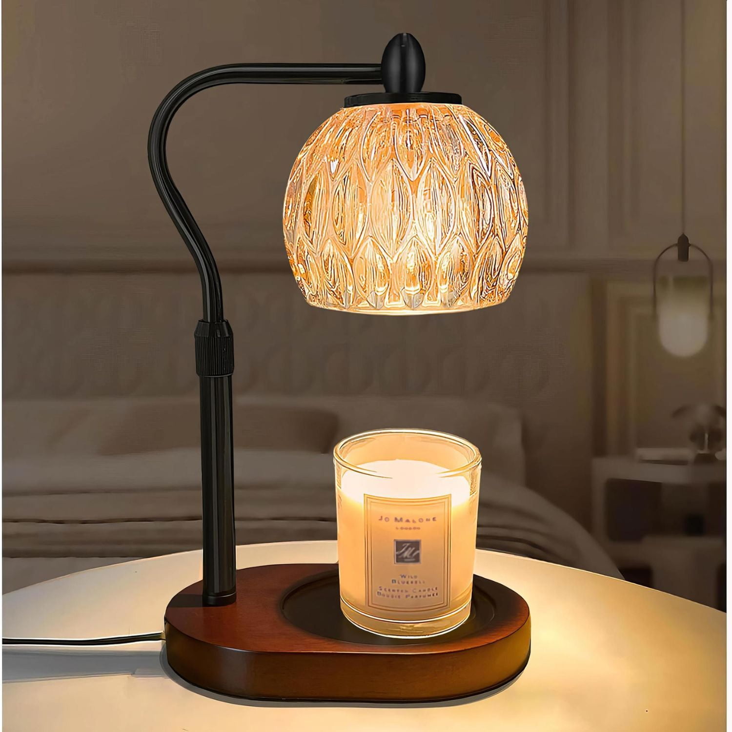 Santú Home & Deco - Lampara Calentadora De Velas Aromaticas Farol Negro