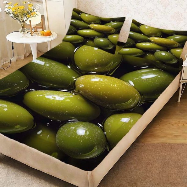 Olive Pickles Duvet Cover Set - Fitted Sheet Set Microfiber Soft And Breathable Deep Pocket Non-Slip All Seasons! Ideal for Family And Friends Holidays Parties