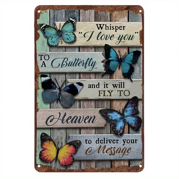 1pc Beautiful Butterfly Vintage Signs Wall Art Poster Retro Poster Bar Home Bathroom Wall Decoration Sign 12x8 Inch