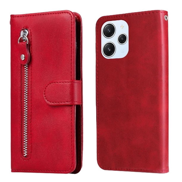 Funda con Cremallera para Xiaomi Redmi 12 4G, Carcasa Cartera de Cuero PU con Soporte y Tarjetero