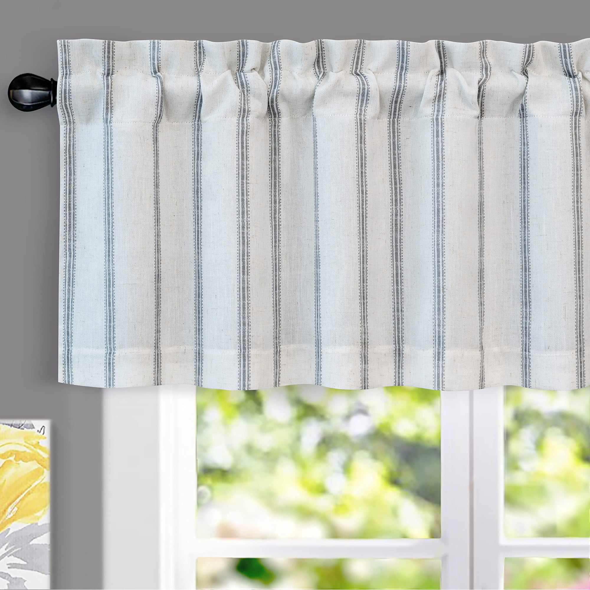 Cenefa Para Ventana Driftaway Farmhouse, Lino Gris, 132 X 46 Cm