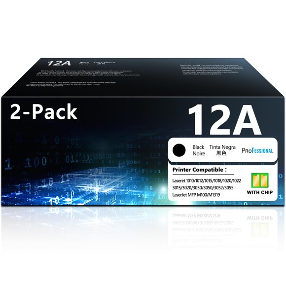 Cartucho de tóner Lamburee 12A negro, paquete de 2, compatible