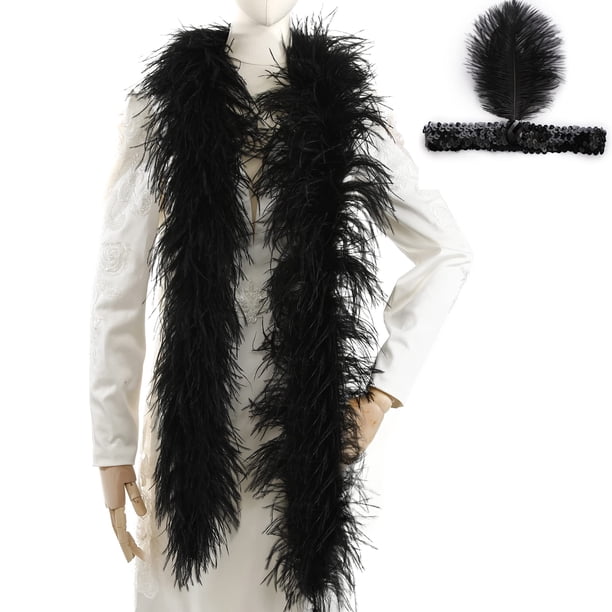Solador de plumas de avestruz con forma de boas, negro, 2 yardas de largo, 3 capas, para fiestas