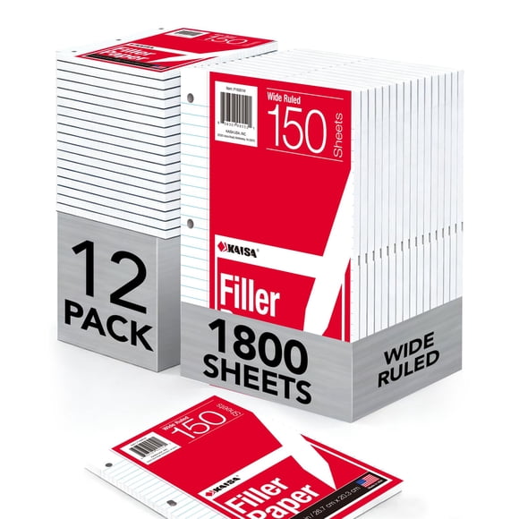 Papel de relleno KAISA 20x26 cm rayado amplio (12 unidades)