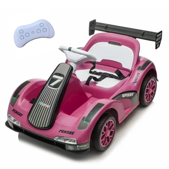 Auto Electrico Niños Karting Con Control, Luz Y Sonido Rosado