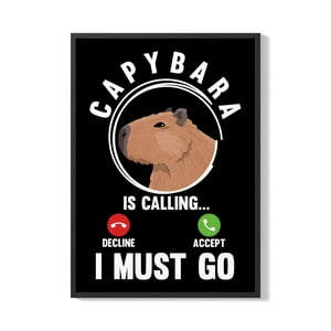 Creango - Cuadro Poster Enmarcado Capibara Llamada Decorativo