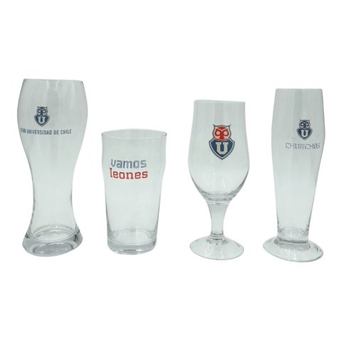 Genérico - Set 4 Schoperos Vasos Cerveceros Vidrio De La Univ. De Chile