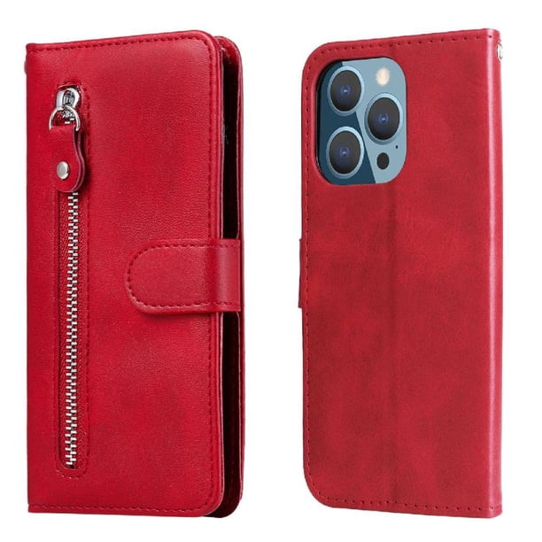 Funda con Cremallera para iPhone 14 PRO MAX, Carcasa Cartera de Cuero PU con Soporte y Tarjetero