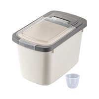 Magideal - Caja De Almacenamiento De Alimentos Para Mascotas, Contenedor De Harina, Cubo Dispensador De Cereales, Contenedor De Almacenamiento De Arroz En Grano, , Blanco
