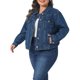 thumbnail image 4 of Chaqueta de mezclilla para mujer de talla grande Agnes Orinda con solapa, mangas largas, botones, chaqueta casual de mezclilla con bolsillos 3X azul, 4 of 6