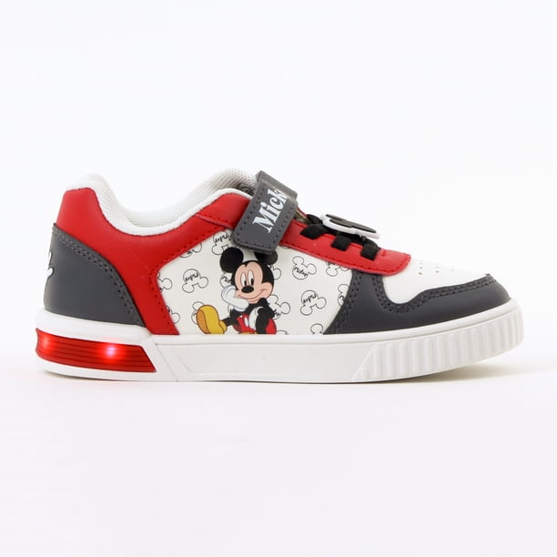 Zapatilla Luces Niño Mickey Disney De Pie Blanco