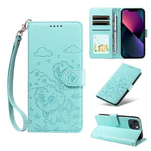 Funda Billetera Foxdock Compatible Con Iphone 13 Mini , Diseño Perrito Tierno, Ranuras Para Tarjetas Y Soporte Plegable