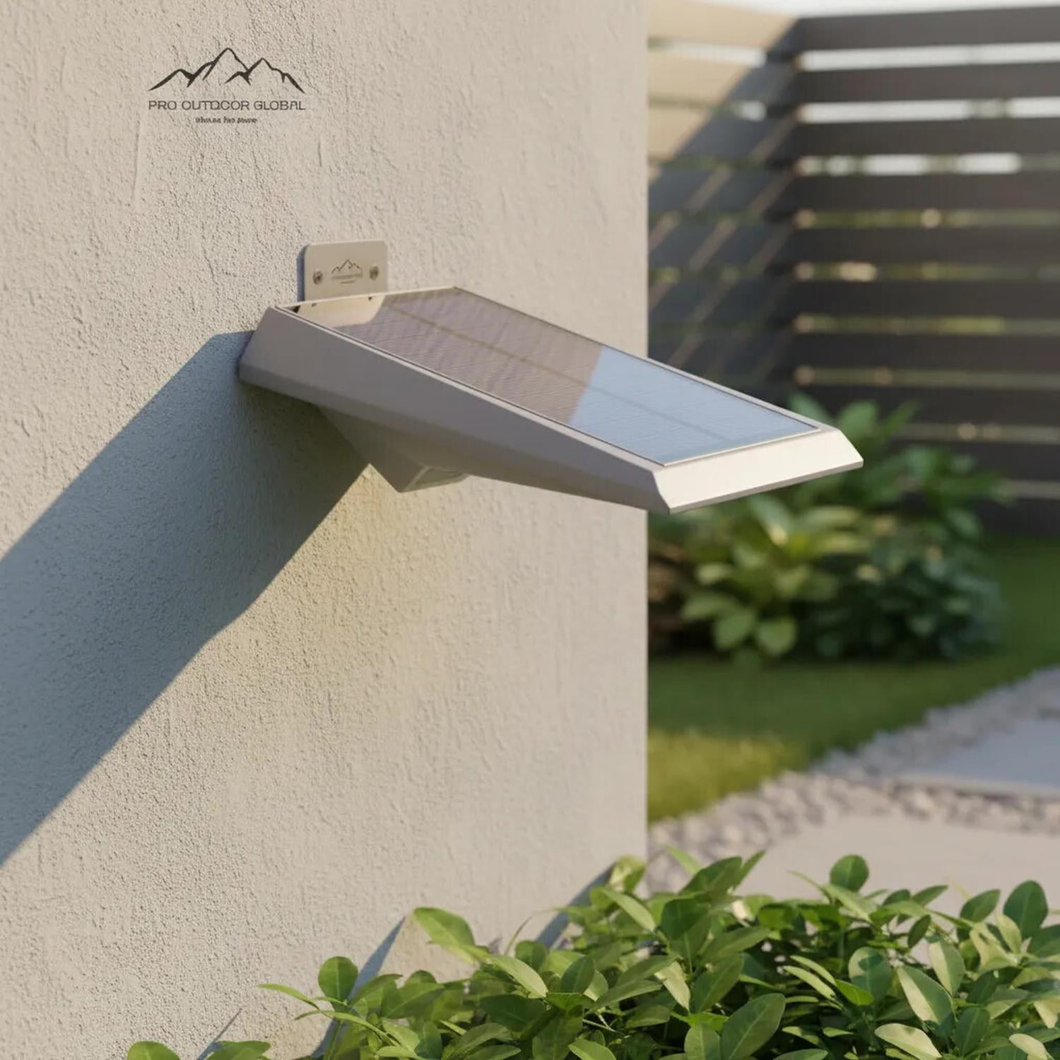 Pro Outdoor - Aplique Solar Contra Agua Ultra Plano Con Sensor De Movimiento