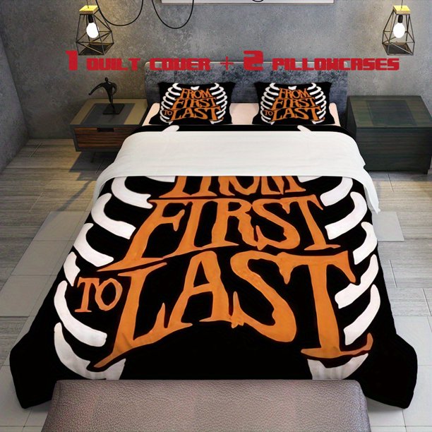 3Pcsfftl Logo Theme Printed Three Piece Bedding Set Soft Quilt Cover And Two Pillowcases