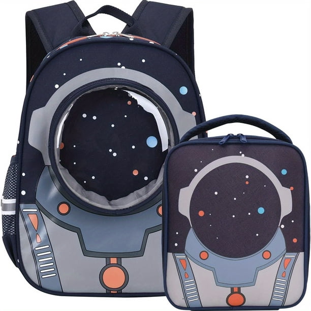 2pcs/set Cute Backpack Small Handbag Set For Age 3-8, 3D Astronaut Kindergarten Preschool Backpack School Bag Stationery Items Storage Bag Organizer
