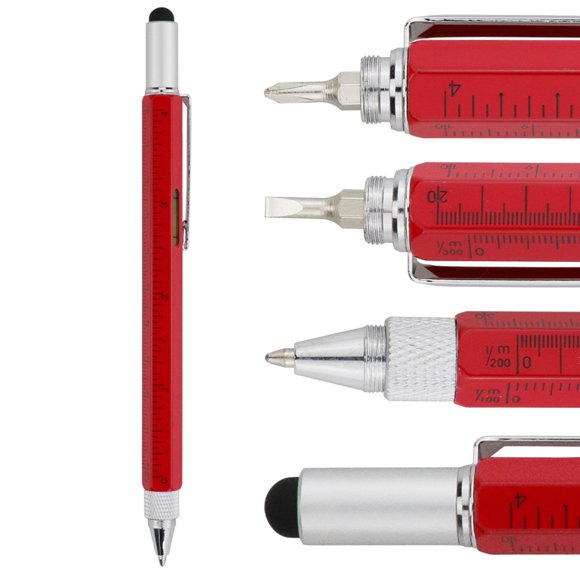Bolígrafo Stylus HeTaoCat 15 cm 6‑en‑1 Tinta Negra (Rojo)