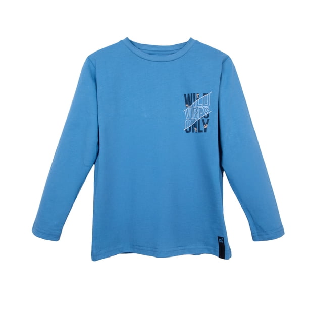 Polera Niño Manga Larga Estampado Wild Vibes Azul
