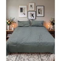 Imac Hogar - Cubrecama Quilt Bordado 2 Plazas Mas Fundas De Almohadas Estilo Botánico