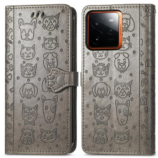 Funda Cartera FOXDOCK para Realme GT 7 Pro , Flip PU con Relieve de Gatos y Perros, Tarjetero y Soporte