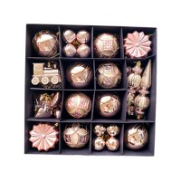 Magideal - 60 Bolas De Navidad Colgantes, Adornos Navideños, Copos De Nieve Decorativos Para El Compromiso En El Hogar , Champán Dorado Rosa