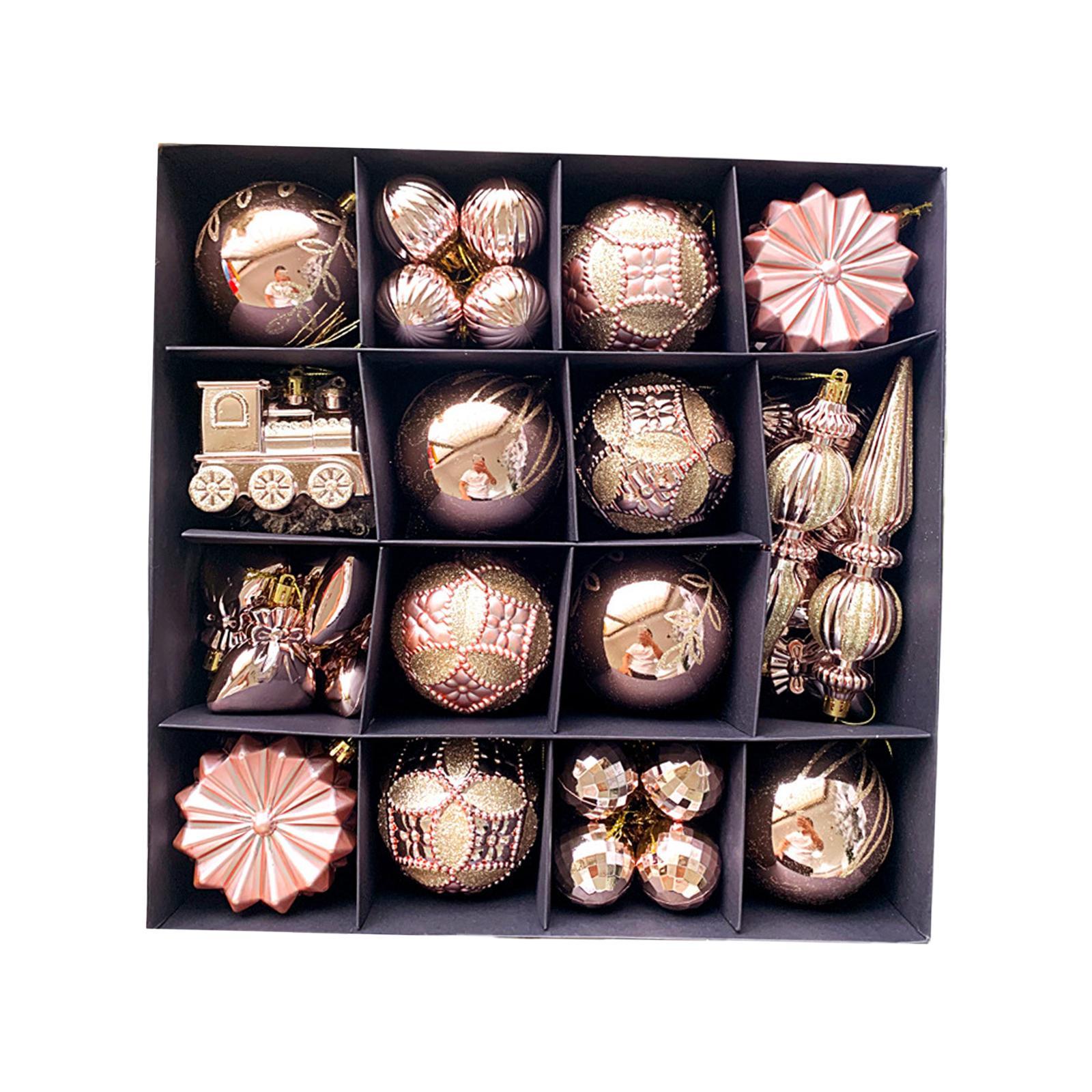 Magideal - 60 Bolas De Navidad Colgantes, Adornos Navideños, Copos De Nieve Decorativos Para El Compromiso En El Hogar , Champán Dorado Rosa