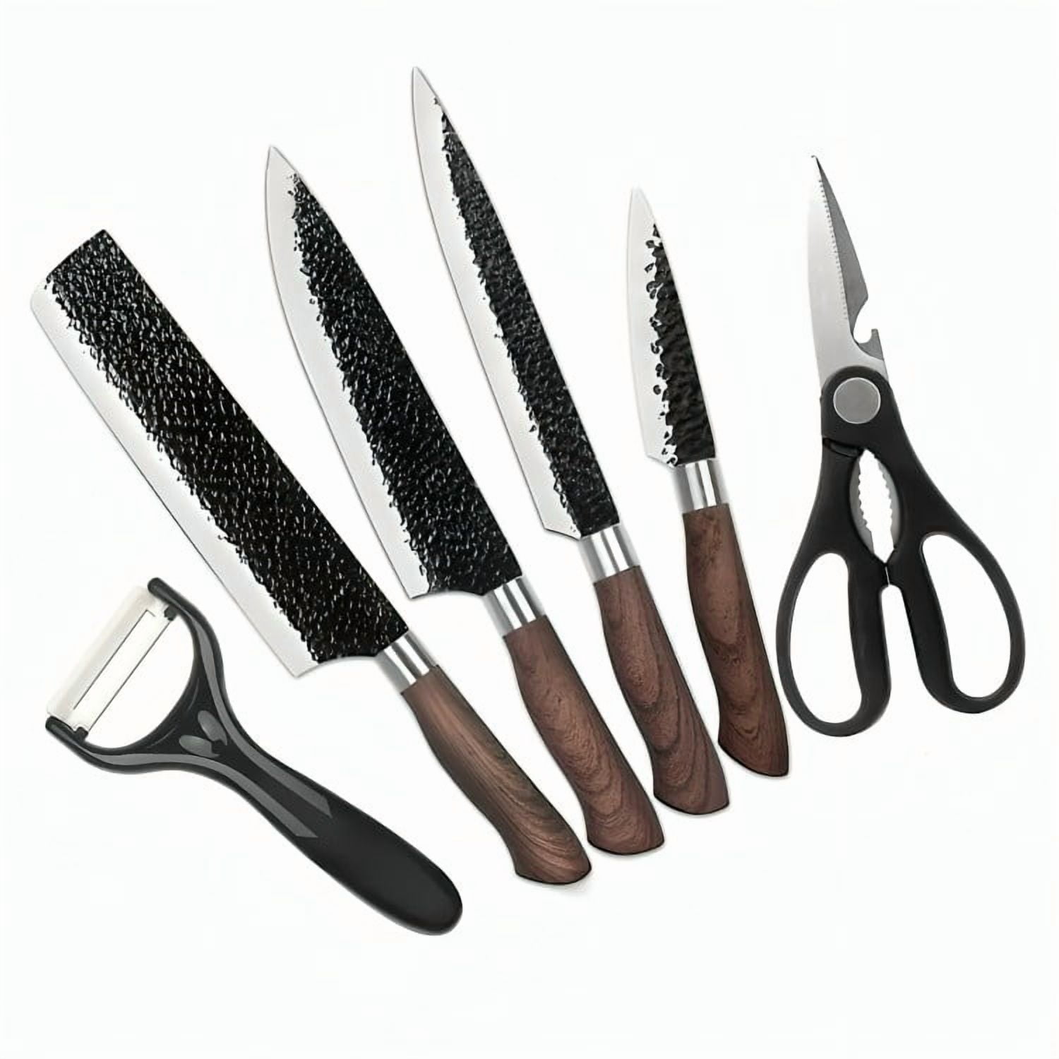 Genérico - Set De Cuchillos Cocina Profesional Acero 6 Pzs Color Negro