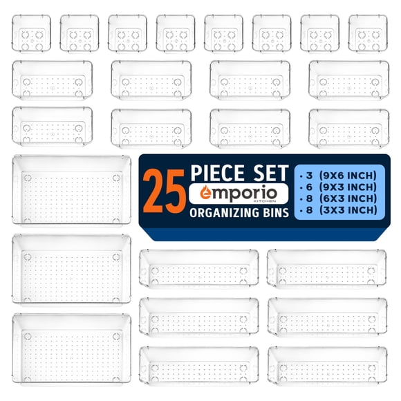Juego organizador de cajones Emporio Kitchen de 25 piezas con 4 tamaños