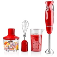 Batidora De Mano Ovente Immersion 300 W, 2 Velocidades Con Accesorios, Color Rojo