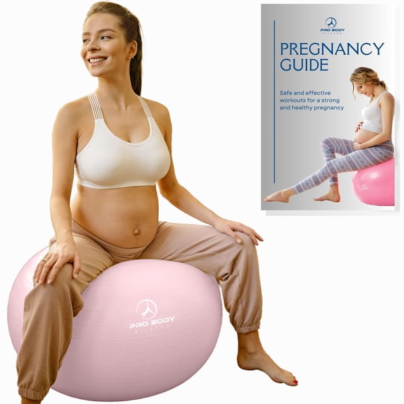 Pelota de embarazo ProBody Pilates de 65 cm con guía, rosa