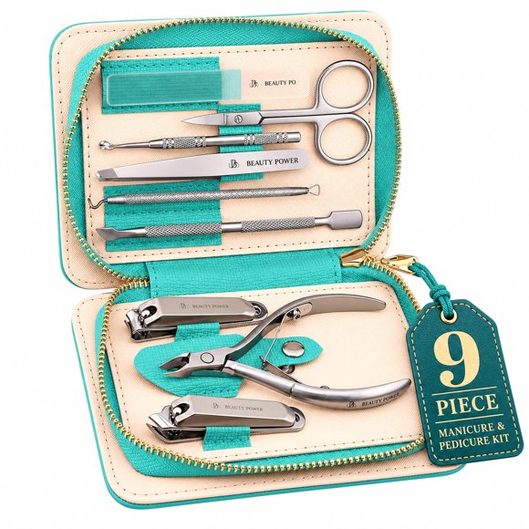 Set de Cortauñas Beauty Power 9 en 1 Acero Inoxidable Azul