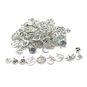 Magideal - 100 Pieces Silver Alloy Charms Assorted Jewelry Making Pendants Tibetan Silver Bracelet Necklace Charm Handmade Diy Craft Earring Keychain Accessories