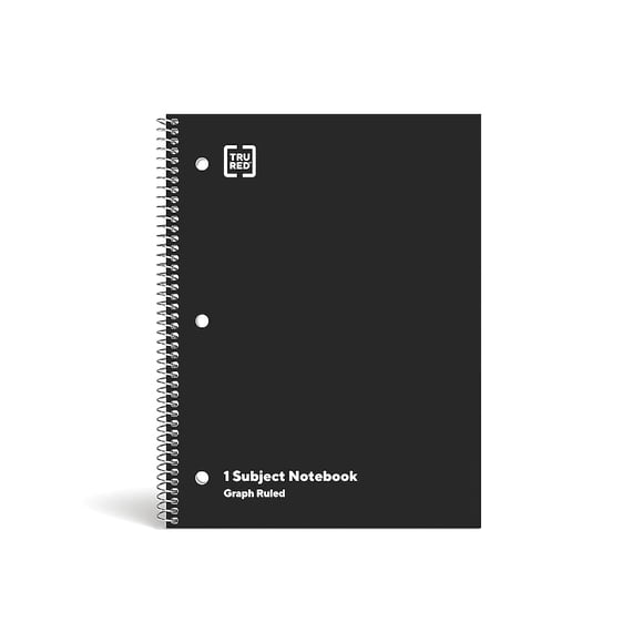 Cuaderno TRU RED, 1 tema, gráfico, rayado, 70 hojas, negro