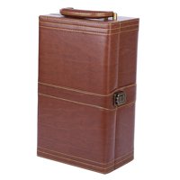 Magideal - Caja De Vino De Cuero Pu Con Asa Superior, Estilo Vintage, Soporte Para Botella De Vino Hecho A Mano Para Aniversario, Día , Vacaciones, , Ranura Doble