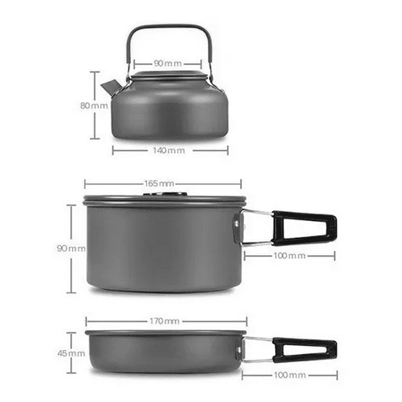 Set de ollas outdoor, camping, cocinilla y utensilios