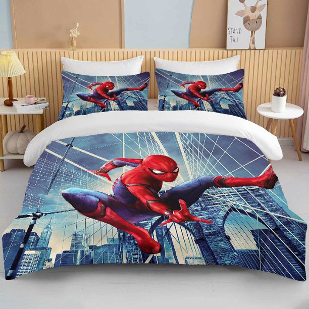 Marvel Spider Man Printed Bedding Set Cartoon Anime Duvet Cover Comforter Pillowcase Boys Girls Kids Adults King Gift Bed Sheets